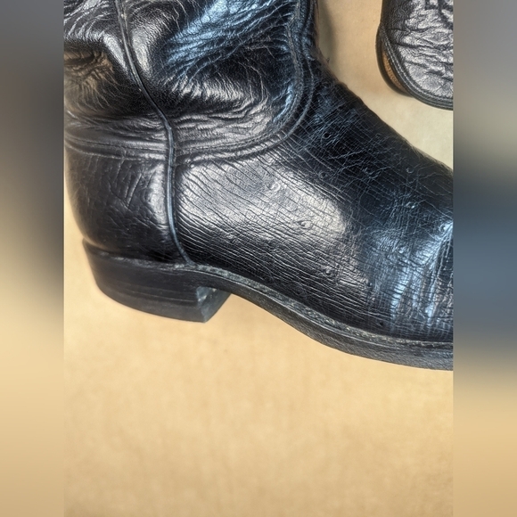 Lucchese Boots men's size 8D Exotic Genuine Black Smooth Ostrich classic Western - Picture 7 of 13